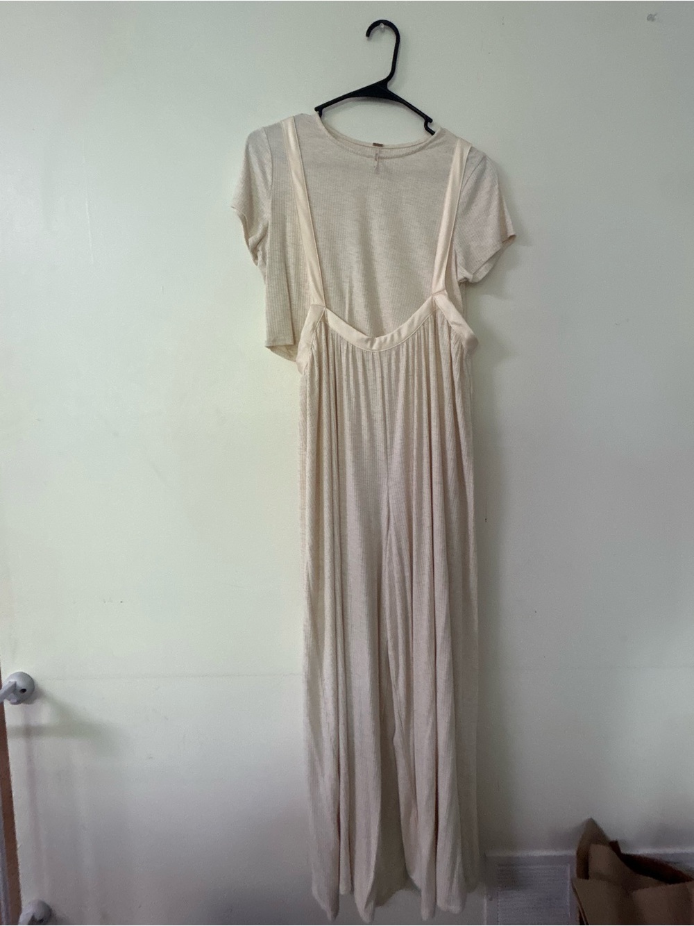Free People Brookside Rib T-Shirt & Overalls Set in Ivory - Picture 2 of 6